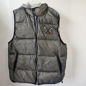 Coogi Australia Men's Puffer Jacket Vest Sz 2X Dark Gray Hooded Gorpcore V0473